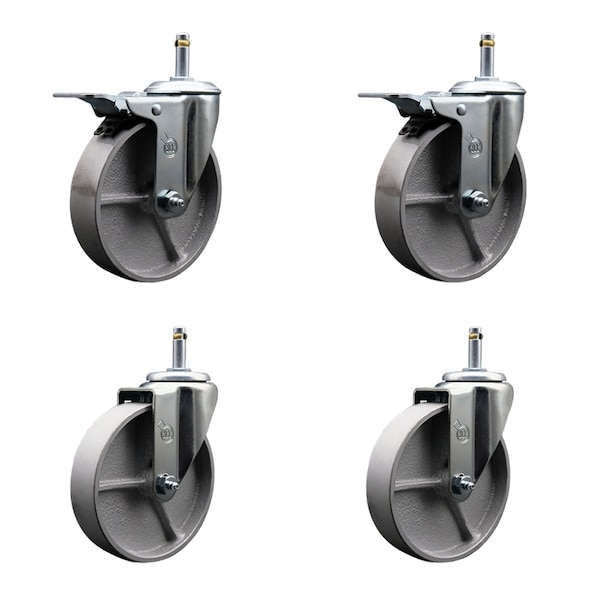 Service Caster Semi Steel Swvl Grip Ring Caster Set 45'' Wheel&7/16'' Stems-2 w/TTL BRK, 4PK SCC-GRTTL20S514-SSS-716138-2-S-2 - main